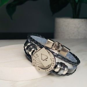 Royal Flush Playing Card Bracelet.  Braided Vegan Leather